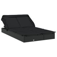 vidaXL 2 személyes fekete polyrattan napágy tetővel 213x118x97cm 1