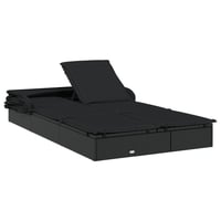 vidaXL 2 személyes fekete polyrattan napágy tetővel 213x118x97cm 9