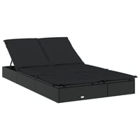 vidaXL 2 személyes fekete polyrattan napágy tetővel 213x118x97cm 5