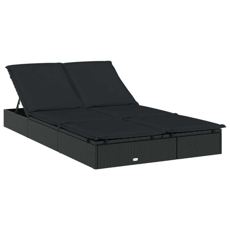 vidaXL 2 személyes fekete polyrattan napágy tetővel 213x118x97cm