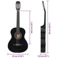 vidaXL 3/4 36" fekete klasszikus gitár kezdőknek és gyerekeknek 10
