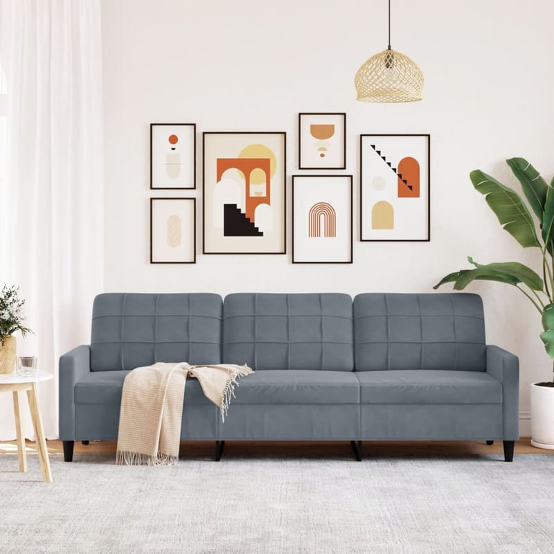 vidaXL 3 személyes bársonykanapé 210 cm sötétszürke