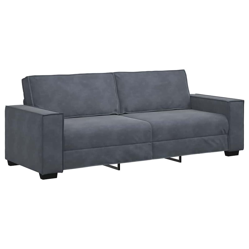 vidaXL 3 személyes sötétszürke bársony kanapé 220x78x84 cm
