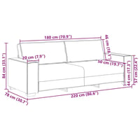 vidaXL 3 személyes sötétszürke bársony kanapé 220x78x84 cm 9
