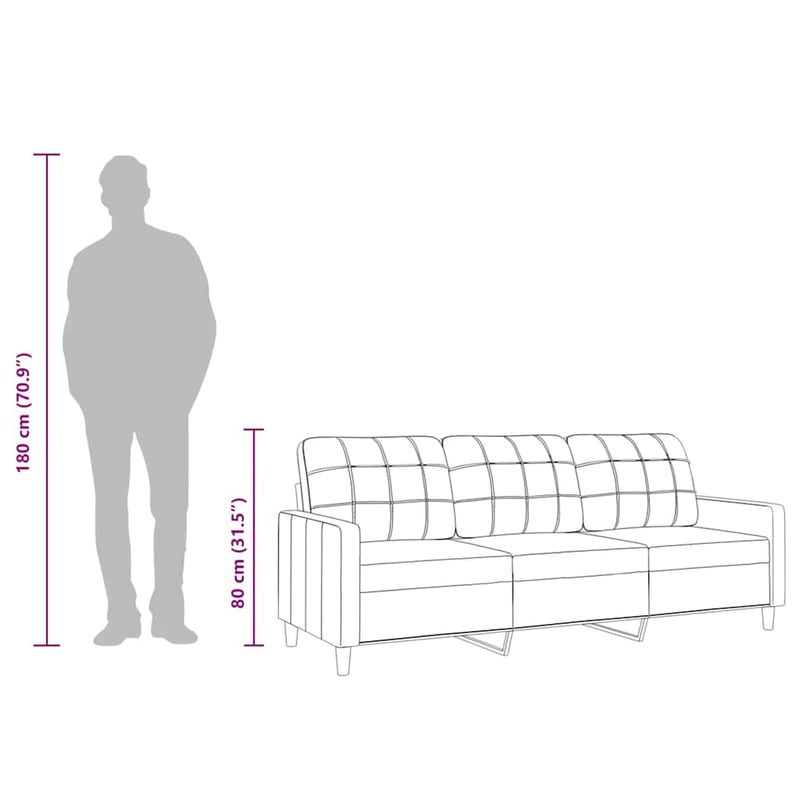 vidaXL 3 személyes sötétszürke szövet kanapé 180 cm