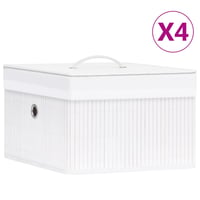 vidaXL 4 darabos fehér bambusz tárolódoboz szett 1