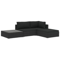 vidaXL 4 részes fekete polyrattan kerti bútor szett párnákkal 1