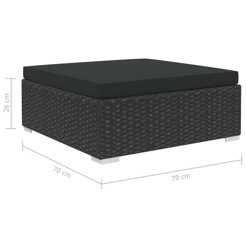 vidaXL 4 részes fekete polyrattan kerti bútor szett párnákkal