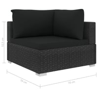 vidaXL 4 részes fekete polyrattan kerti bútor szett párnákkal 8