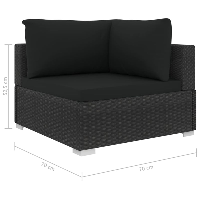 vidaXL 4 részes fekete polyrattan kerti bútor szett párnákkal