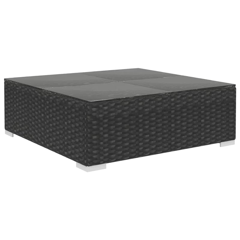 vidaXL 4 részes fekete polyrattan kerti bútor szett párnákkal