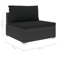 vidaXL 4 részes fekete polyrattan kerti bútor szett párnákkal 9
