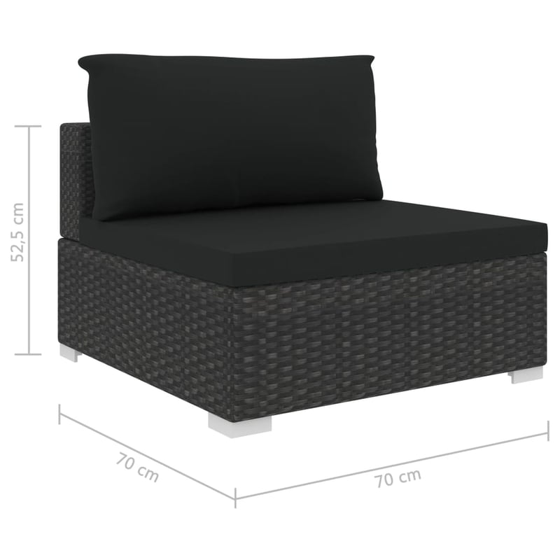 vidaXL 4 részes fekete polyrattan kerti bútor szett párnákkal