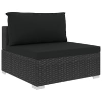 vidaXL 4 részes fekete polyrattan kerti bútor szett párnákkal 5