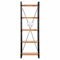 vidaXL 5 szintes tömör akácfa könyvespolc 60x30x180 cm természetes fa állványos polc könyvek tárolásához 2