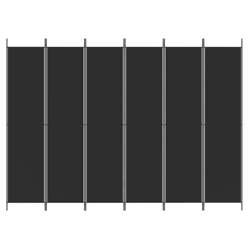 vidaXL 6 paneles fekete szövet térelválasztó 300x220 cm