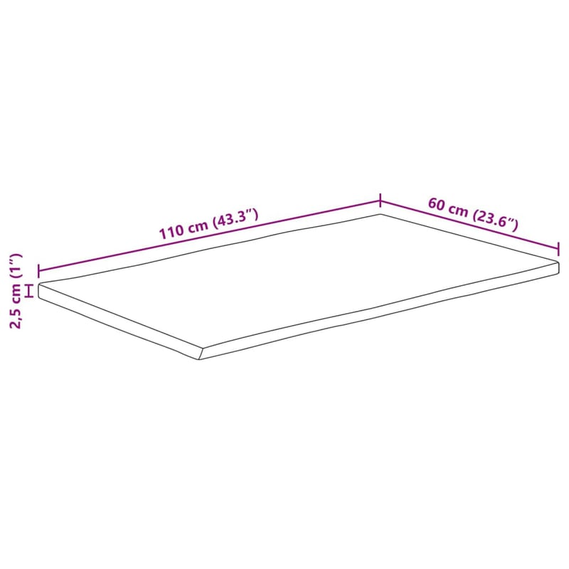 vidaXL akácfa asztallap 110x60 cm téglalap alakú
