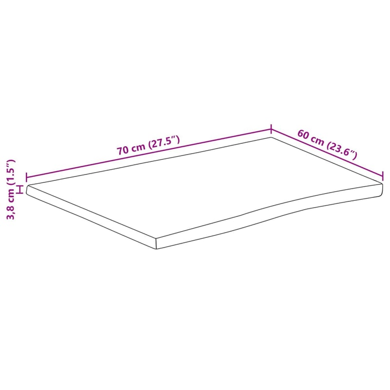 vidaXL akácfa asztallap 70x60 cm téglalap alakú