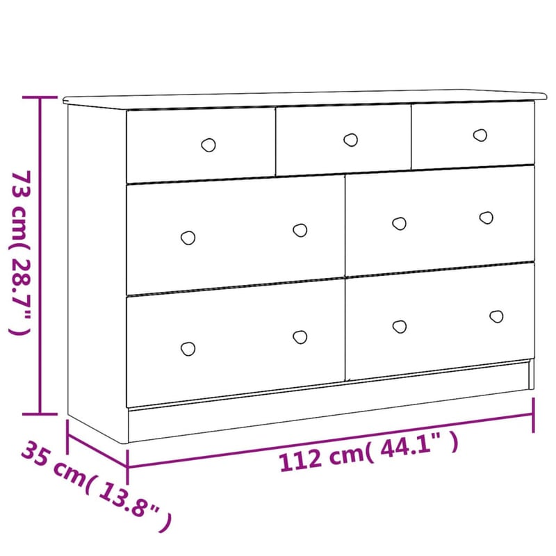 vidaXL ALTA tömör fenyőfa komód 112x35x73 cm