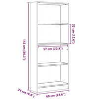 vidaXL Antik fa szerelt könyvespolc 60x24x143 cm 9