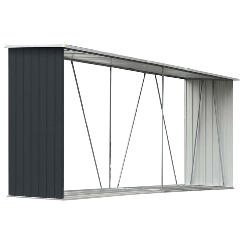vidaXL antracit horganyzott acél kerti tűzifatároló 330x84x152cm