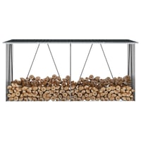 vidaXL antracit horganyzott acél kerti tűzifatároló 330x84x152cm 5