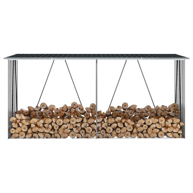 vidaXL antracit horganyzott acél kerti tűzifatároló 330x84x152cm