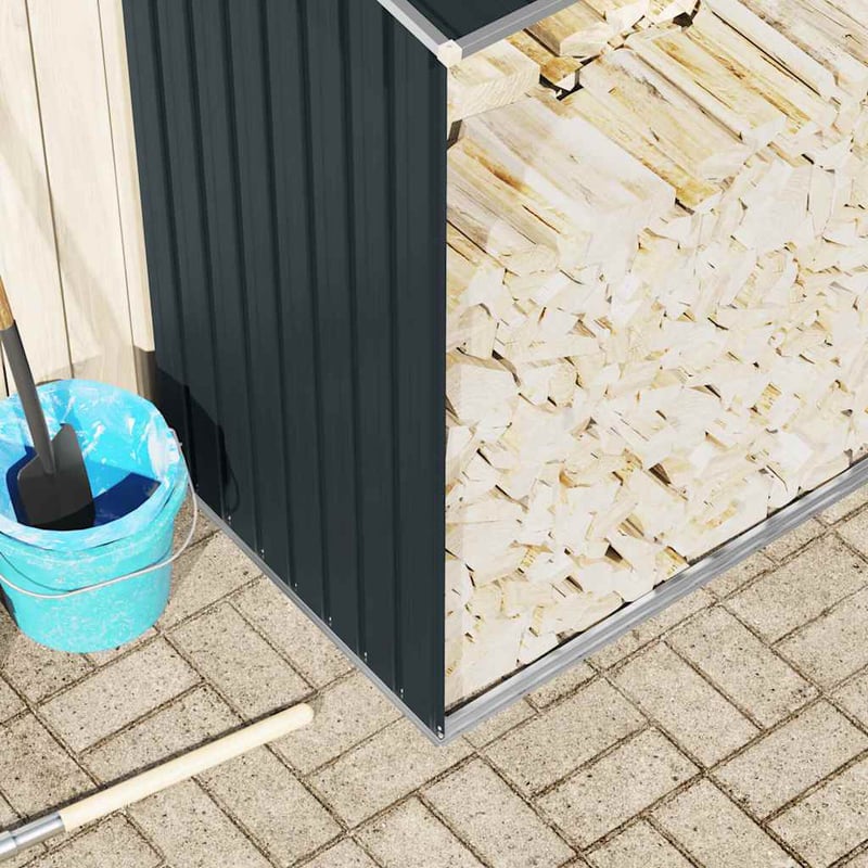 vidaXL antracit horganyzott acél kerti tűzifatároló 330x84x152cm