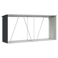 vidaXL antracit horganyzott acél kerti tűzifatároló 330x84x152cm 8