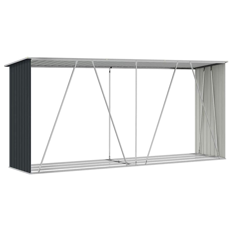 vidaXL antracit horganyzott acél kerti tűzifatároló 330x84x152cm