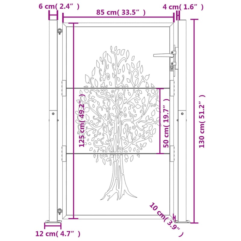 vidaXL Antracitszürke Acél Famintás Kertkapu 100x125 cm