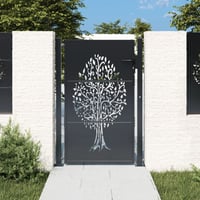 vidaXL Antracitszürke Acél Famintás Kertkapu 100x125 cm 2