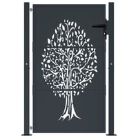 vidaXL Antracitszürke Acél Famintás Kertkapu 100x125 cm 3