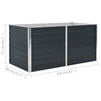 vidaXL antracitszürke horganyzott acél kerti magaságyás 160x80x77 cm 7