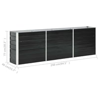 vidaXL antracitszürke horganyzott acél kerti magaságyás 240x40x77 cm 8