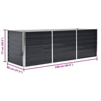 vidaXL antracitszürke horganyzott acél kerti magaságyás 240x80x77 cm 8