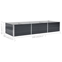 vidaXL antracitszürke horganyzott acél kerti magaságyás 240x80x45 cm 8