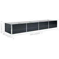 vidaXL antracitszürke horganyzott acél kerti magaságyás 320x80x45 cm 8