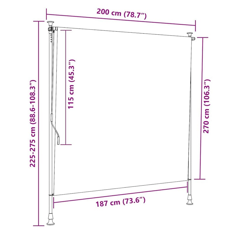 vidaXL antracitszürke kültéri sötétítő roló 200x270 cm