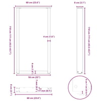 vidaXL Antracitszürke U alakú bárasztal láb 60x110 cm 2 db 10