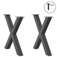 vidaXL Antracitszürke X-alakú Étkezőasztal Láb 70x72-73 cm 2 db 3