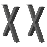 vidaXL Antracitszürke X-alakú Étkezőasztal Láb 70x72-73 cm 2 db 1