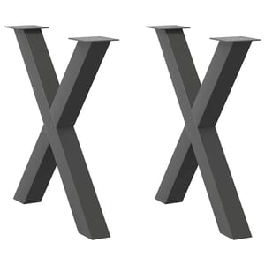 vidaXL X-tvarované nohy na jedálenský stôl, oceľ, 2 ks – antracitovo sivé – 70x(72-73) cm