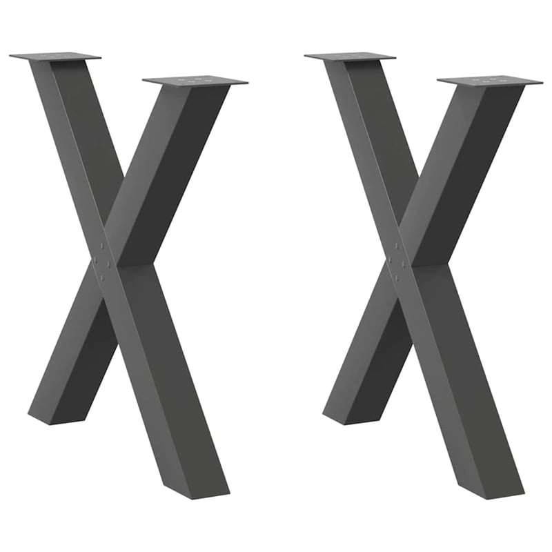 vidaXL Antracitszürke X-alakú Étkezőasztal Láb 70x72-73 cm 2 db