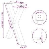 vidaXL Antracitszürke X-alakú Étkezőasztal Láb 70x72-73 cm 2 db 10