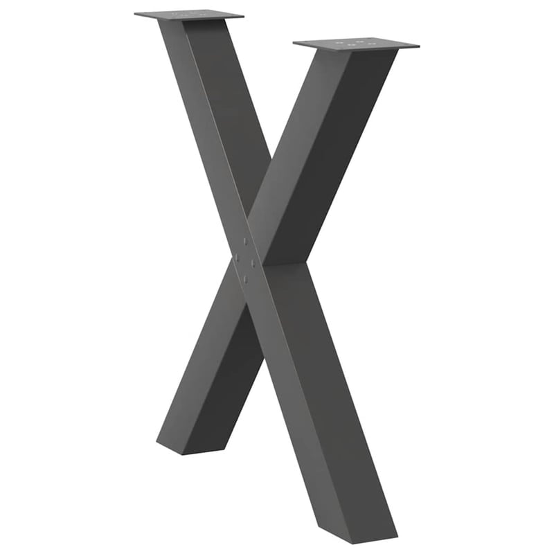 vidaXL Antracitszürke X-alakú Étkezőasztal Láb 70x72-73 cm 2 db
