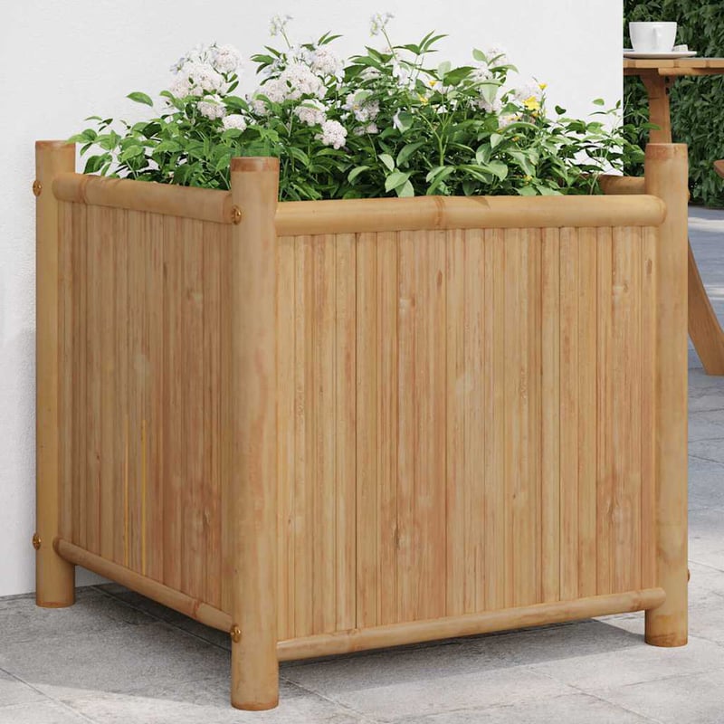 vidaXL bambusz virágtartó 50x50x50 cm kocka forma