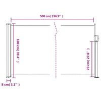 vidaXL barna behúzható oldalsó napellenző 100x500 cm 10