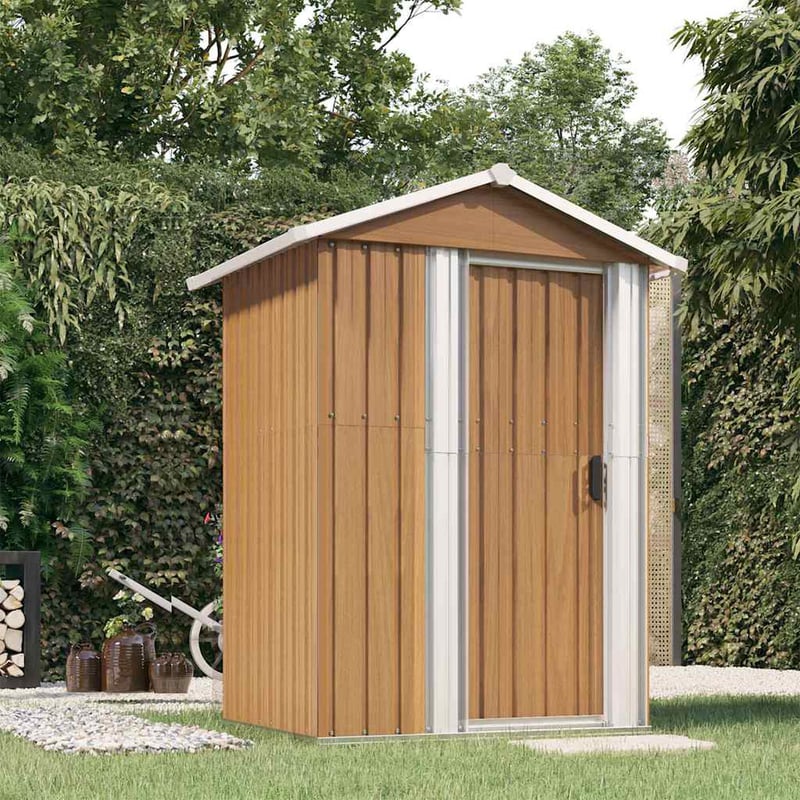 vidaXL barna horganyzott acél kerti fészer 126x97,5x177 cm