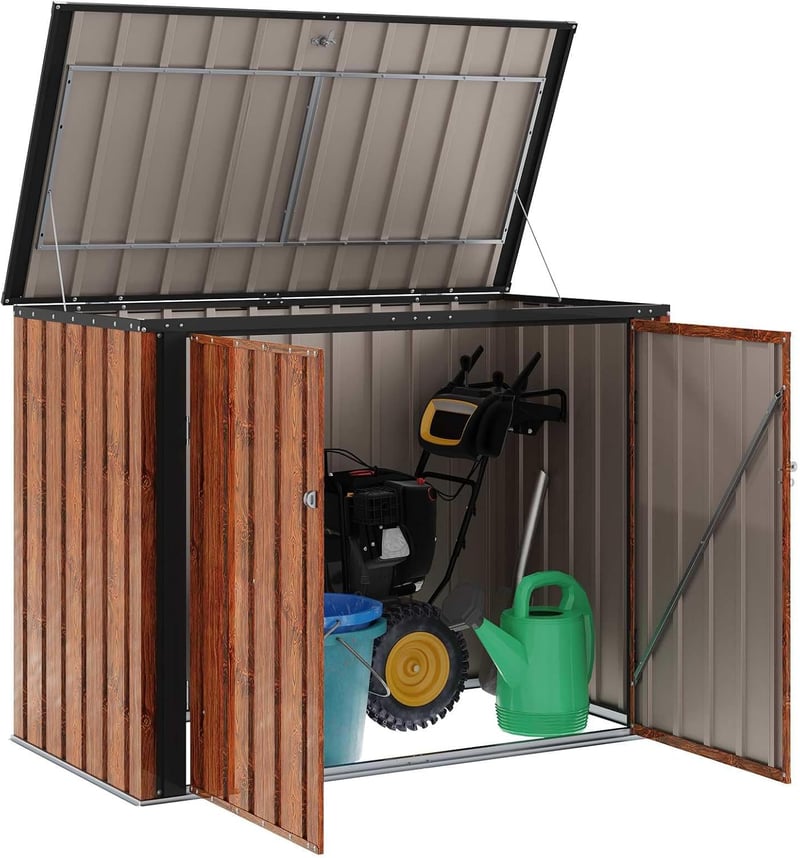 vidaXL Barna Kerti Tárolódoboz 151,5x82x110,5cm Acél Modern Asztal